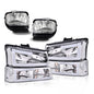 Solid Spare LED DRL Headlights Bumper Lamps+Fog Lights Fit For 03-06 Silverado Avalanche