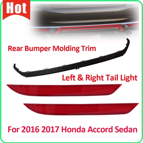 Fit 2016-2017 Honda Accord Sedan Rear Bumper Trim Molding & Reflector Tail Light