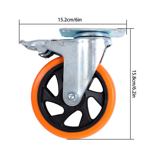 Solid Spare 5 inch Swivel Caster Wheels with Dual Locking, Heavy Duty Castors Set of 4
