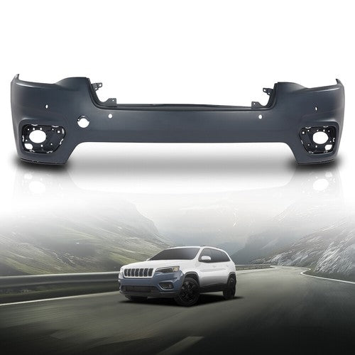 Solid Spare Fit For 19-23 Jeep Cherokee Front Upper Bumper Cover W/ Park Assist CH1014141