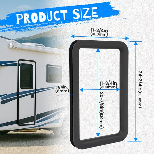 Solid Spare 15.7" x 24.8" Black RV Entrance /Entry Door Window Frame For Camper Trailer