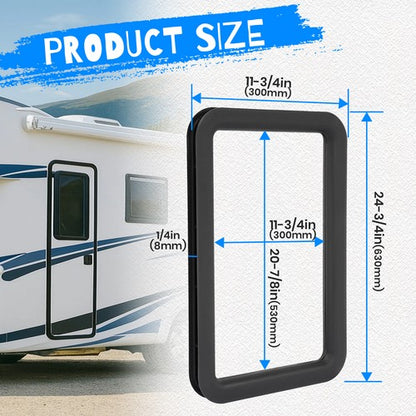 Solid Spare 15.7" x 24.8" Black RV Entrance /Entry Door Window Frame For Camper Trailer