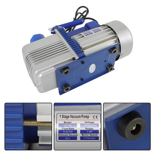 Solid Spare Air Vacuum Pump 110V 9.6 CFM 1 HP Singl-Stage Rotary Vane HVAC For R134a Systems