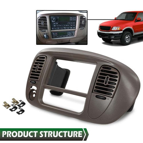 Solid Spare Fit For 97-03 Ford F150 Expedition Radio Climate Trim Bezel Dash Panel Brown