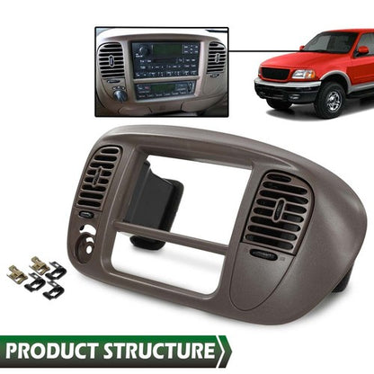 Solid Spare Fit For 97-03 Ford F150 Expedition Radio Climate Trim Bezel Dash Panel Brown