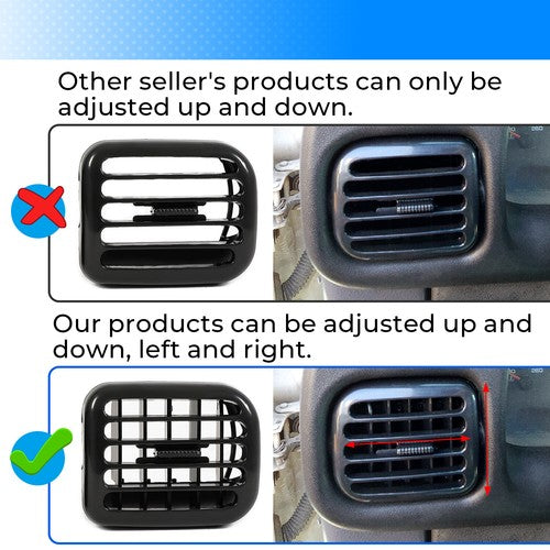 Solid Spare For 1998-2002 Dodge Ram 1500 2500 3500 3PC A/C Air Heater Dash Bezel Vents Black