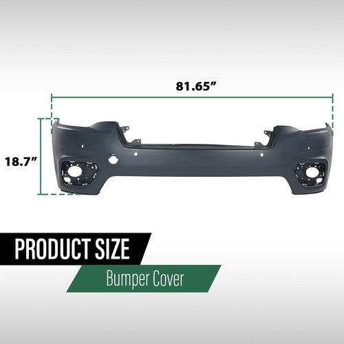 Solid Spare Fit For 19-23 Jeep Cherokee Front Upper Bumper Cover W/ Park Assist CH1014141