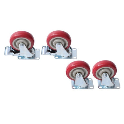 Solid Spare 4 pcs 4-inch Universal Caster Wheels red (2 with brakes and 2 without brakes)