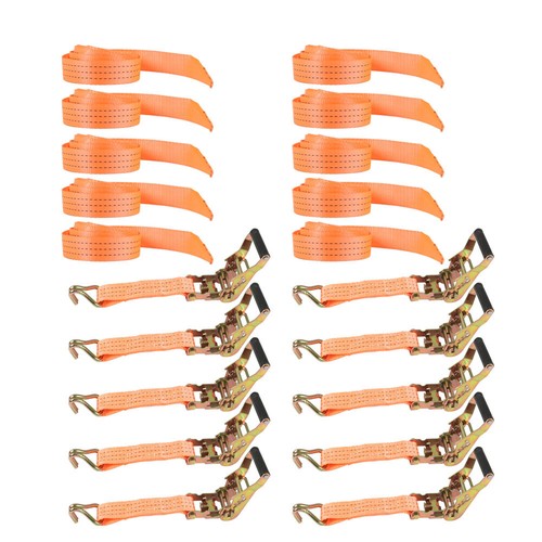 Solid Spare 10pc 1.5"x15' Ft Ratchet Tie Down Cargo Straps J Hooks Heavy Duty Tie Downs NEW