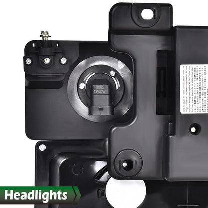 Solid Spare Fit For 1994-1998 GMC C10 C/K Sierra Clear Corner Black Headlights Bumper Lamps