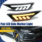 Black LED Front Bumper Side Marker Light Turn Signal For 2016-2021 Honda Civic