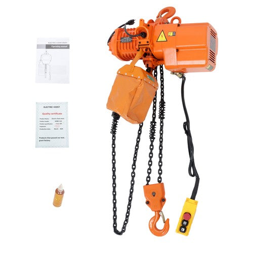 Solid Spare 1 Ton / 2200LBS Electric Chain Hoist w/ 10FT Double Chain Lifting 110V G80