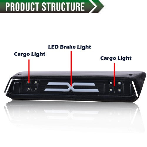 Solid Spare Fit For 04-08 Ford F150 F-150 3D LED Third Brake Tail Light Cargo Lamp Smoke