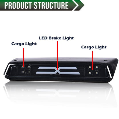 Solid Spare Fit For 04-08 Ford F150 F-150 3D LED Third Brake Tail Light Cargo Lamp Smoke