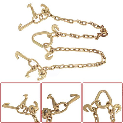 Solid Spare Chain V Bridle w/ RJT Hook Tow Truck Winch Cable Pull Wrecker Recovery Grab
