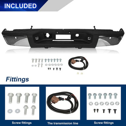 Solid Spare New Chrome Rear Bumper For 2007-2013 Chevy Silverado GMC Sierra 1500 Sensor Hole