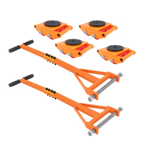 Solid Spare 4 Pcs Machinery Skates Dolly With Handle 360° Rotation 6T/13200Lbs Heavy Duty