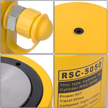 Solid Spare 50 Ton Solid Hydraulic Ram Cylinder Jack 50 mm 2" Stroke Single Acting Pump
