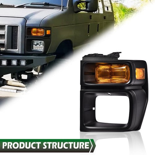 Solid Spare Headlight Trim Bezel w/ Parking Light Fit For 2008-2014 Ford E150 E250 E350 Left