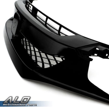 Solid Spare Fit For 16-21 Honda Civic 10th Gen Type R Style Front Bumper Hood Grille Black