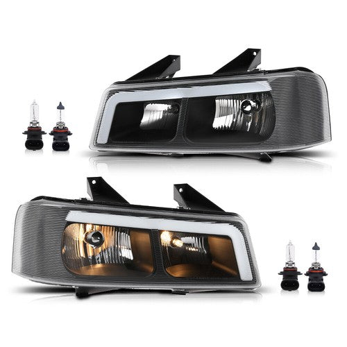 Solid Spare LED Tube Headlights Black Fit For 2003-2023 Chevrolet Express GMC Savana Van