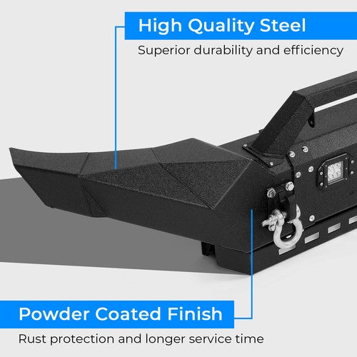 Solid Spare For Toyota Tacoma 2005-15 Front Bumper Steel w/Winch Plate&LED Lights&Skid Plate