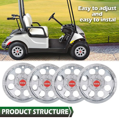 Solid Spare Fit For EZGO Club Car Yamaha Golf Cart 10" Wheel Rim Cover Set of 4 Silver