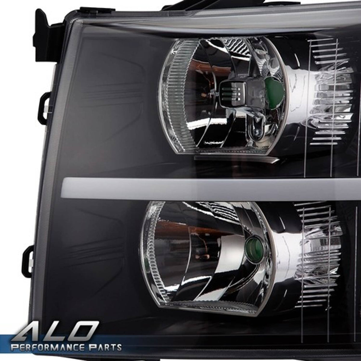 Solid Spare Fit For 2007-2014 Chevy Silverado LED DRL Strip Clear Black Headlights Headlamps