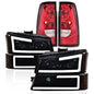 Solid Spare Fit For 03-06 Chevy Silverado LED DRL Smoke Black Headlights+Red Tail Lights