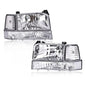 Solid Spare Chrome Headlights Bumper Corner Lamps Fit For 92-96 Ford F150 F250 F350 Bronco
