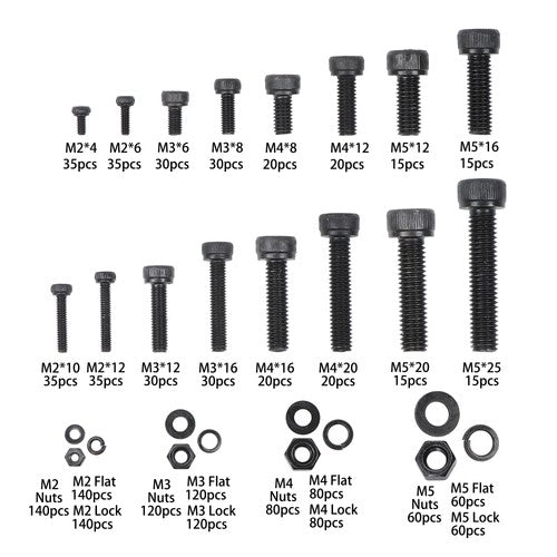 Solid Spare 1600 Pcs Metric Screws Bolts And Nuts Assortment Kit M2/M3/M4/M5 With Box
