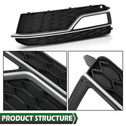 Solid Spare Fit For 2013-2016 Audi S5 A5 S-Line Front Bumper Fog Light Grilles Cover LH & RH