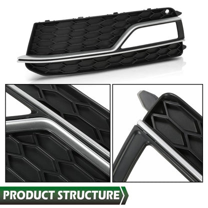 Solid Spare Fit For 2013-2016 Audi S5 A5 S-Line Front Bumper Fog Light Grilles Cover LH & RH