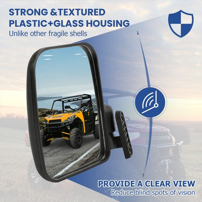Solid Spare For Polaris Ranger XP 900 2013-2019 Pair (LH+RH) Side Rear View Mirror Set