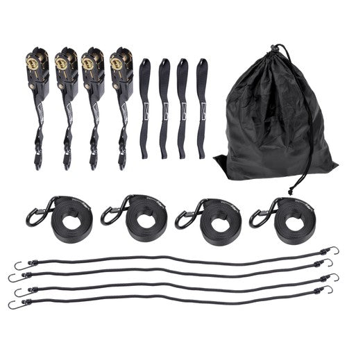 Solid Spare 4 Pack Steel Ratchet Strap Black Fracture Strength 2200lbs 1in*15ft S Hooks