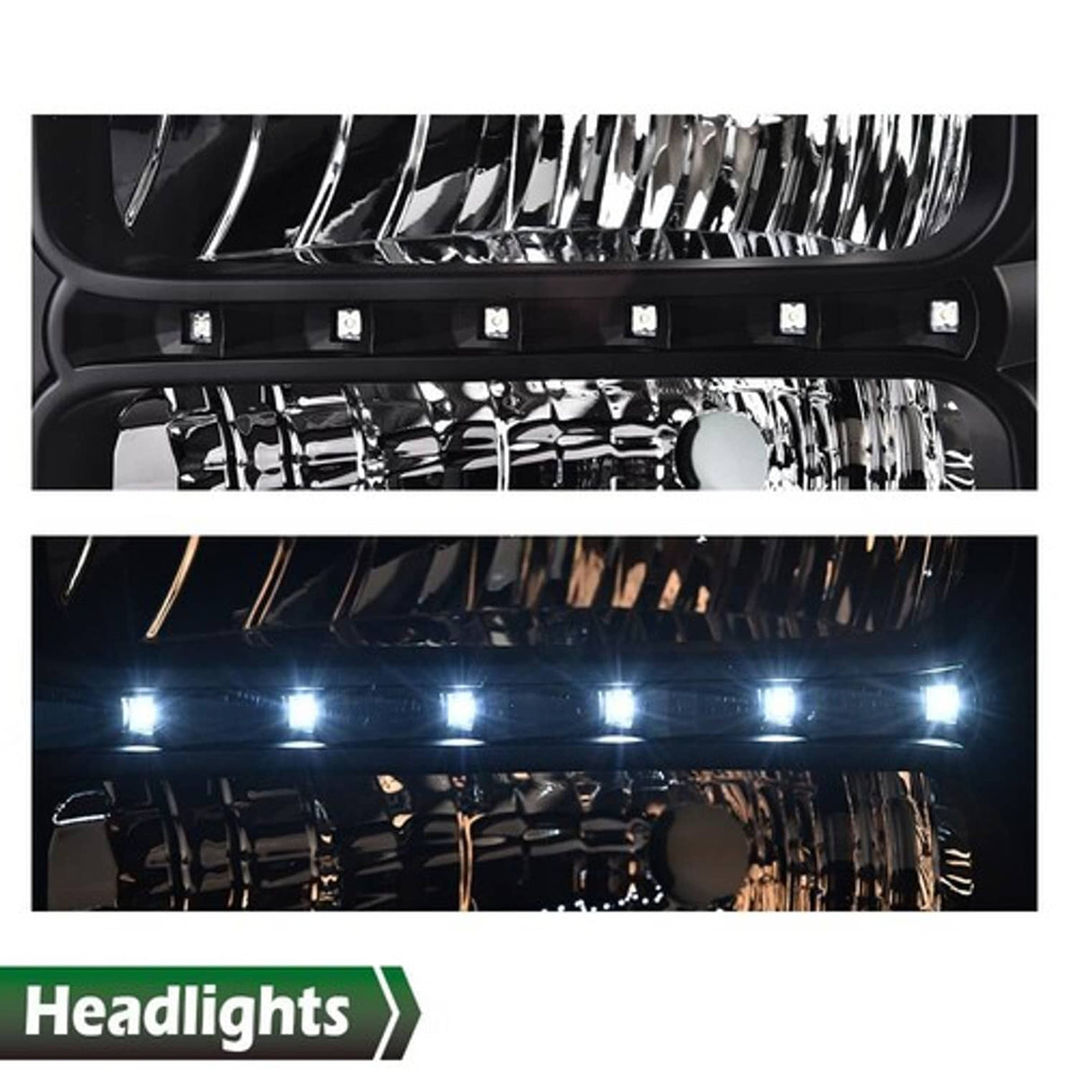 Solid Spare Fit For 05-07 Ford F250 F350 F450 F550 Super Duty Clear/Black LED DRL Headlights