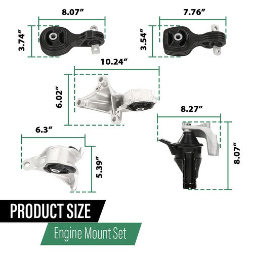 Solid Spare For 2015-2017 Honda CRV CR-V 2.4L Automatic Motor Mount Kit Engine Mount Set 5PC