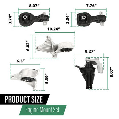 Solid Spare For 2015-2017 Honda CRV CR-V 2.4L Automatic Motor Mount Kit Engine Mount Set 5PC