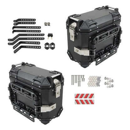 Solid Spare 36L Motorbike Hard Side Saddlebag Box Trunk Tour with Support Racks 2×Side Case