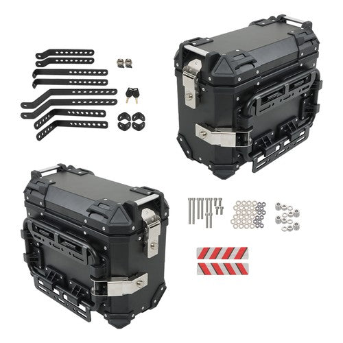 Solid Spare 36L Motorbike Hard Side Saddlebag Box Trunk Tour with Support Racks 2×Side Case