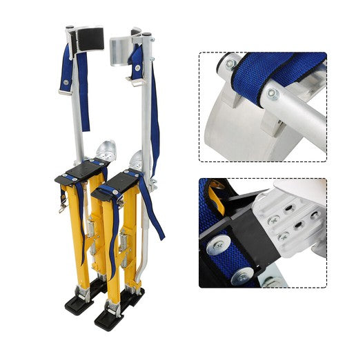 Solid Spare 24"-40" Aluminum Drywall Tool Yellow Adjustable Height Stilts For Painter Taping