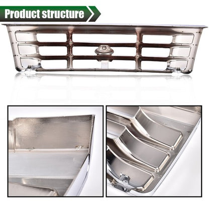 Solid Spare Fit For 1992-1996 Ford F150 F250 F350 Bronco Front Bumper Grille Grill Chrome