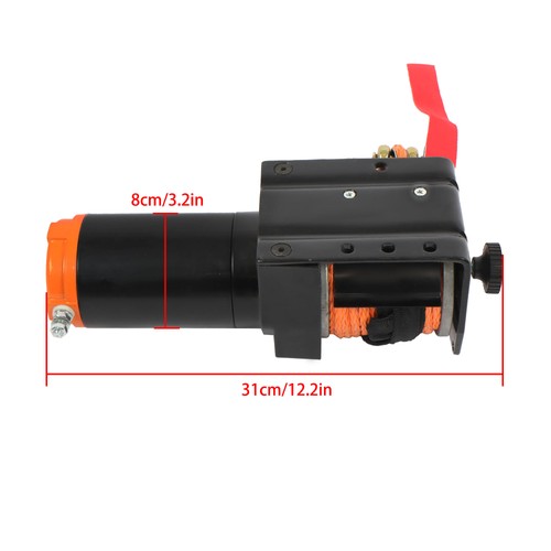 Solid Spare Electric Winch Black+Orange 2000lbs 12VDC/1.1HP Motor 0.18in*50ft Synthetic Rope