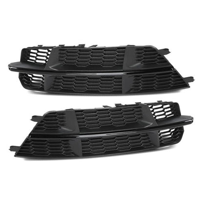 Solid Spare Front Fog Light Cover Honeycomb Grille Black Fit For Audi S6 A6 S-Line 2016-2018