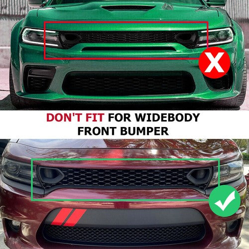 Solid Spare Front Upper Grille Grill With 2 Side Bezels FOR 2015-2023 Dodge Charger SRT GT