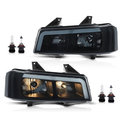 Solid Spare LED DRL Headlights Smoke Fit For 03-23 Chevrolet Express GMC Savana Van