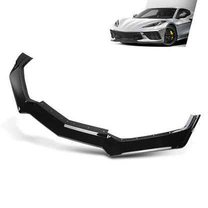 Solid Spare Fit For 2020-2025 Corvette C8 5VM Style Front Bumper Lip Splitter Glossy Black