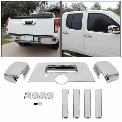 Solid Spare Chrome Mirror Cover +4 Door Handle+Full Tailgate Cover For 13-19 Nissan Frontier