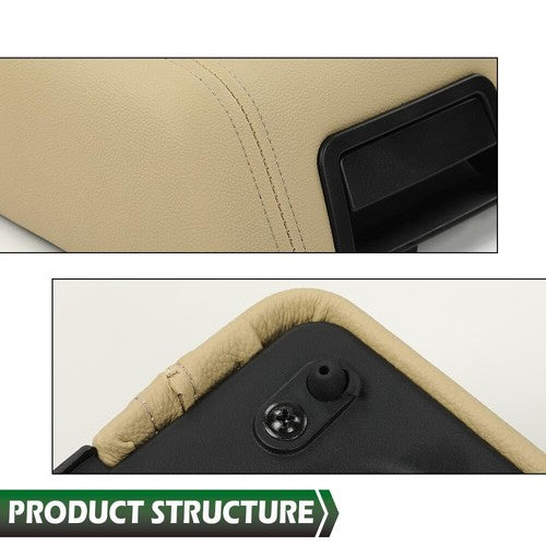 Solid Spare Fit For 2004-2008 Ford F-150 Beige Vinyl Center Console Arm Rest Lid Cover Pad