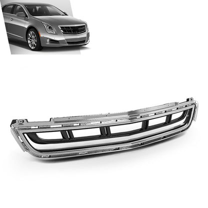 Solid Spare Fit For 2013-2017 Cadillac XTS Front Bumper Lower Grille Grill w/ Chrome Trim